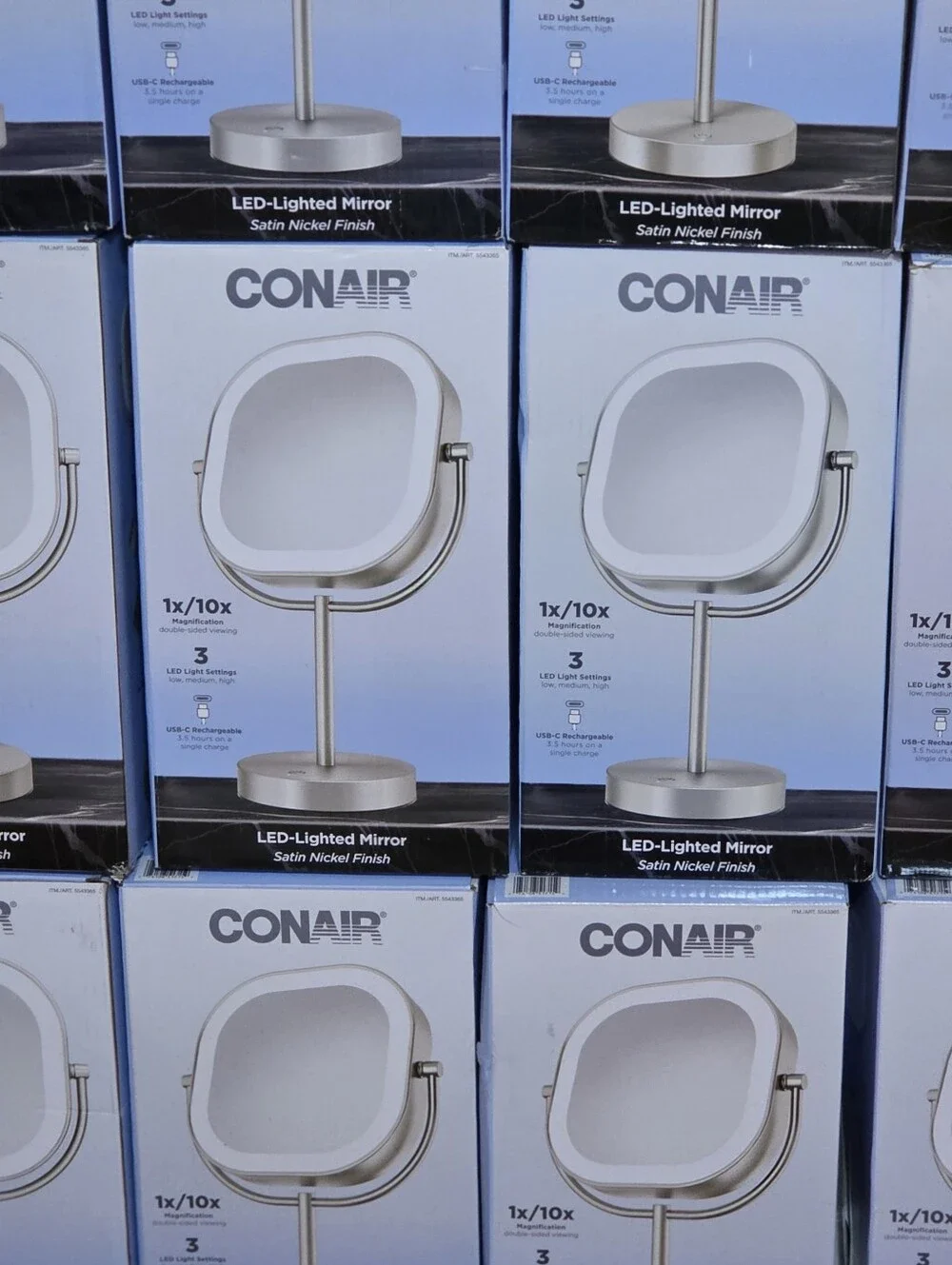 Conair LED Lighted Vanity Mirror 1x/10x Magnification Satin Nickel Open Box